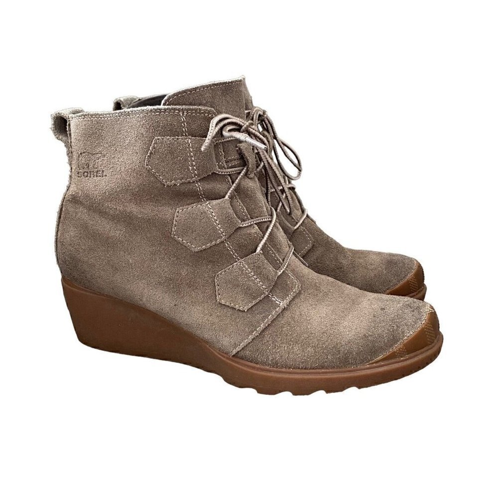 Sorel Toronto NL2115-245 Women's Green Wedge Suede Ankle Boots Booties Size 10.5